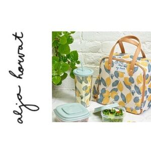 Alja Horvat Fit + Fresh lemon print zipper lunch bag with tumbler